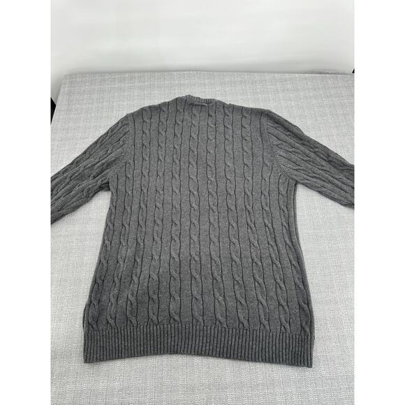 Vintage Old Navy Sweater Mens XL Grey Cable Knit Crew Neck Hong Kong Grandpa - Picture 3 of 8
